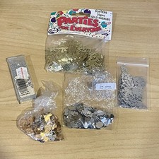 Vintage Craft Lot Glitter Silver 12g Made in USA Scatters Gold, Cherubs