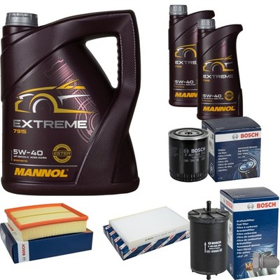 BOSCH Inspektionspaket 7 L MANNOL Extreme 5W-40 für Audi A6 2.4 2.8 quattro