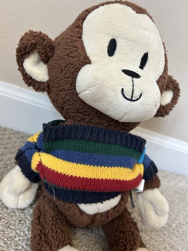 THE CHILDRENS PLACE MONKEY Knit Striped Sweater Brown Stuffed Animal Plush 10” - Picture 2 of 3