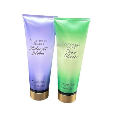 Set Of 2 Victoria Secret Hydrating Body Lotion Pear Glacé & Midnight Bloom 8 oz