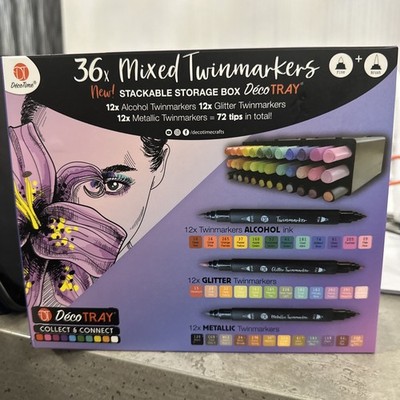 Decotime 36x Twin Marker Collect Connect Deko Tablett Alkohol Glitzer Metallic  