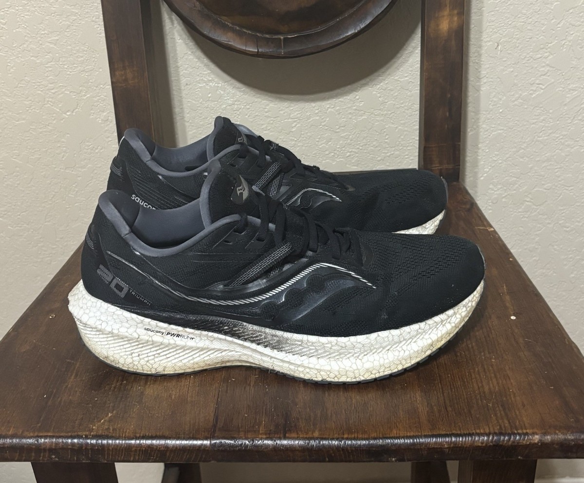 Saucony Men's Triumph 20 Running Sneakers Black & White Mens 11