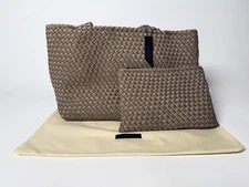 NAGHEDI St. Barth's Medium Tote | Cashmere | with Matching Woven Zippered Pouch