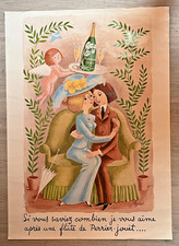 Affiche ancienne Perrier-Jouët – Raymond Peynet – publicité champagne vintage