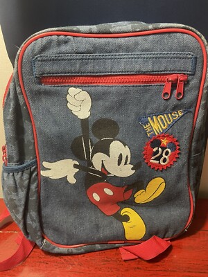 DENIM DUNGAREE × MICKEY BACKPACK Child Mickey Mouse Denim Backpack Walt Disney Store 12” | eBay