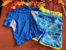 ZEROXPOSUR BOYS SWIM TOP AND TRUNKS SIZE L-7 SUN PROTECTION 50  Bag 171 