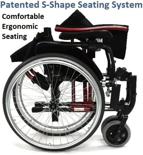 NEW KARMAN S-ERGO 305 Ultra Lt Ergonomic Folding Wheelchair 18"W Seat Slvr/Blk - Picture 5 of 23