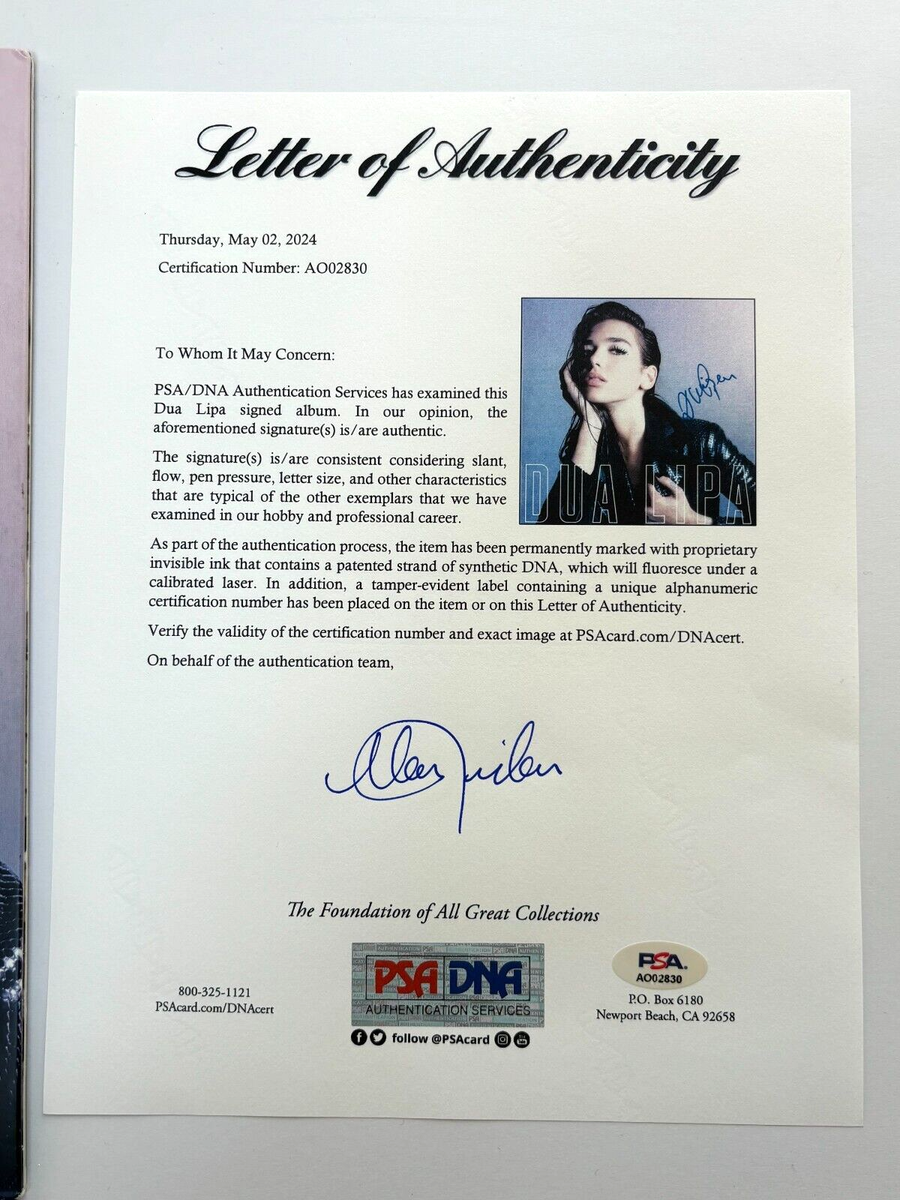 DUA LIPA SIGNED AUTOGRAPH SELF TITLED ALBUM COVER RARE FUTURE