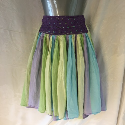 Y2K The Childrens Place Girls 12 Ruffle Skirt Green Purple Blue Long Sequin Vtg - Picture 14 of 24
