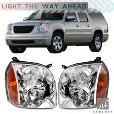 Pair Factory Headlights Lamp Chrome Amber Fit For Gmc Yukon 2007-2014 Lhrh Side Pair Factory Headlights Lamp Chrome Amber Fit For Gmc Yukon 2007-2014 Lhrh Side