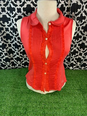 Masters by Bobby Jones Women's Red Orange Sleeveless Blouse - Sz. S