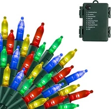 Uptotop Battery Operated Christmas Mini String Lights, 50 LED 16FT Multicolor 