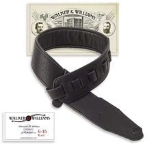 Walker & Williams G-15 Black Guitar Strap with Padded Glove Leather Back