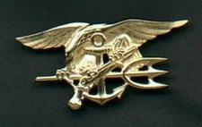 Genuine US Navy SEAL Badge in Gold Trident  US made Genuine Current Issue