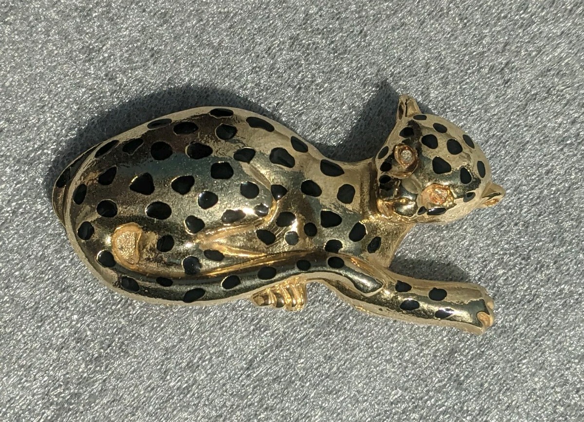 Doreen Ryan Cheetah Belt Buckle Gold Tone Rhinestone Eyes Vintage Large il_fullxfull.7049402363_1ang.jpg main image 2