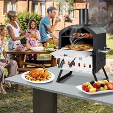 NNECW Outdoor Wood Fired Pizza Maker with Anti-scalding Handles and Waterproof C