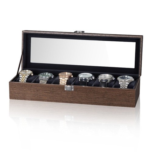 Leather Watch Box 6/12/24 Grids Organizer Case Jewelry Display Storage Showcase - Picture 20 of 20