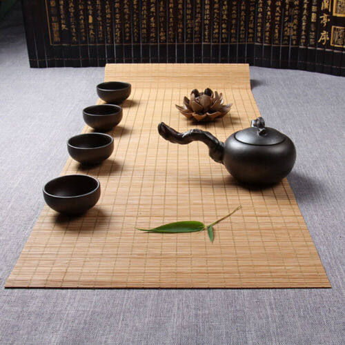 Tea Flag Table Runner Bamboo Woven Tablecloth Insulation Kitchen Placemat Nature - Picture 4 of 11