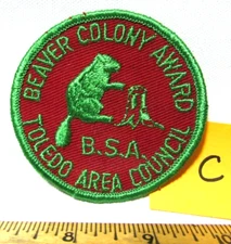 Vintage Boy Scouts BSA Beaver Colony Award Patch Toledo Ohio Area Council C
