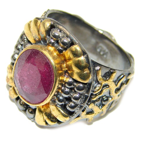 Ruby 18K Gold Over 925 Sterling Silver Ring size: 7.25 8.5ct Oval Gemstone - Picture 3 of 3