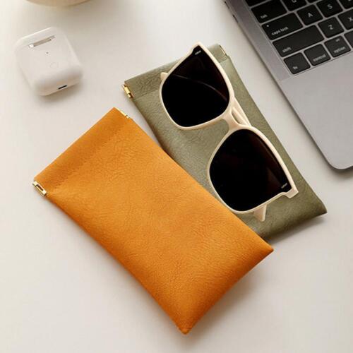 Leather Mouth Snapped Sunglasses Eyeglass Glasses Case Soft Pouch Bag Pocket - Picture 3 of 19