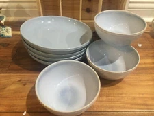 8pc CORELLE HAND CRAFTED STONEWARE - 9"  meal bowls + 6'' bowls exc