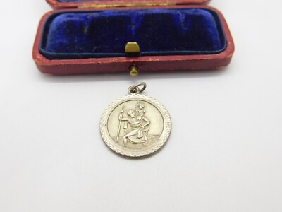 Sterling Silber Nuvo Heiliger Christophorus Charm Anhänger Vintage um 1970