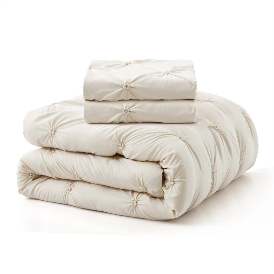 3 Piece Pinch Pleat Bed Blanket Down Alternative Comforter Sets All Season - Image 3 of 4