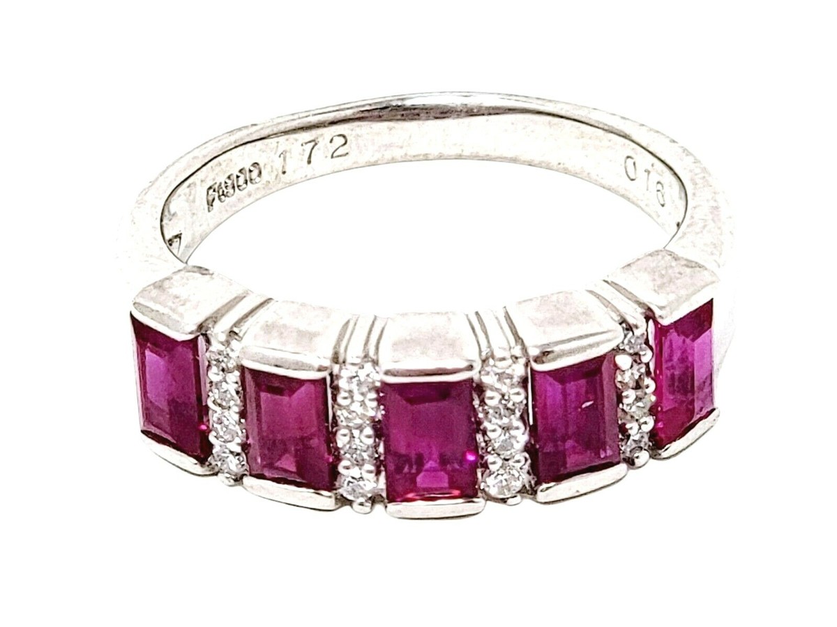 Ring Natural Ruby & Diamond Alternating Column Band 1.71 CTW Ring Natural Ruby & Diamond Alternating Column Band 1.71 CTW