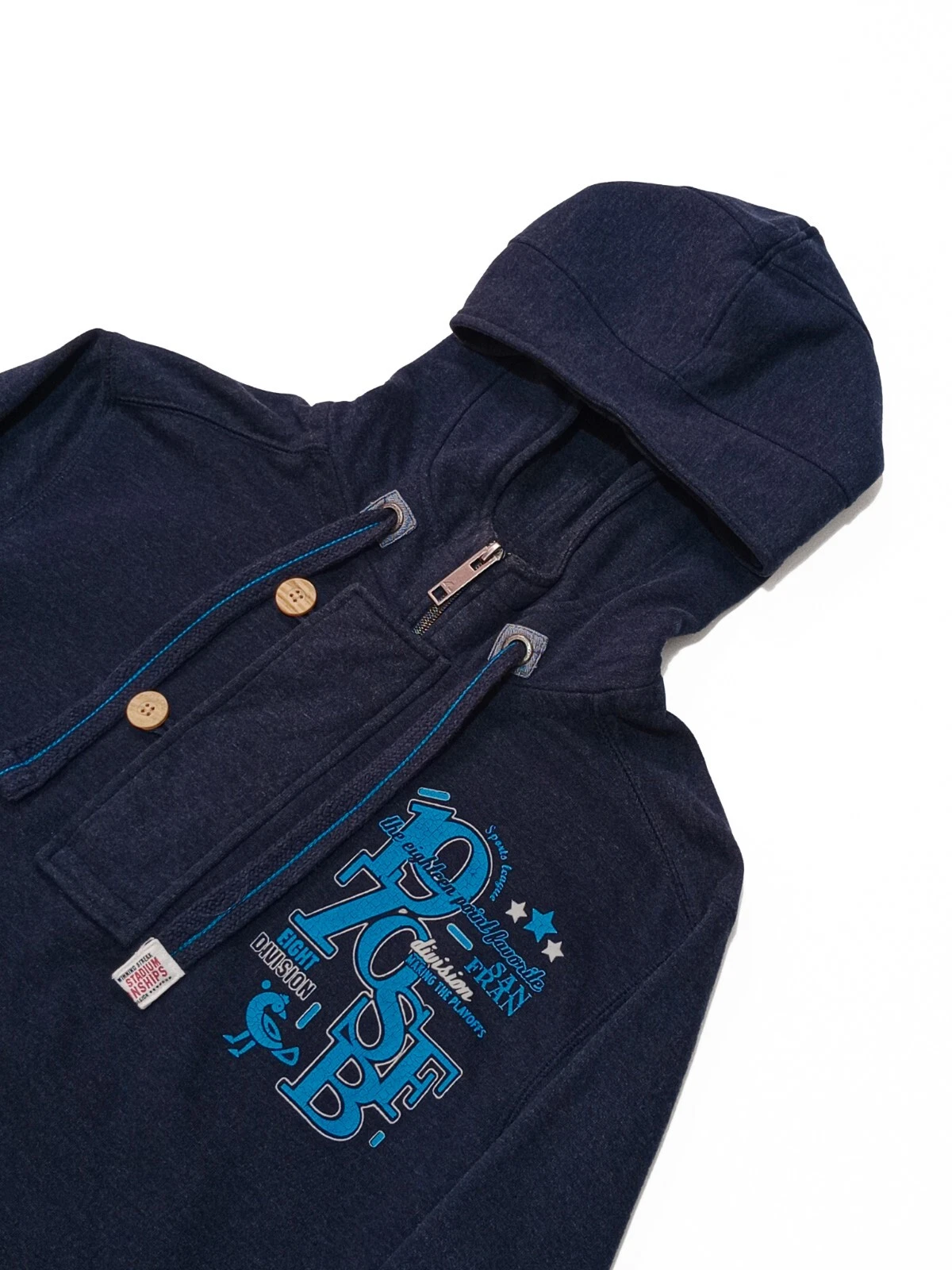 angelo litrico mezza cerniera bottoni M STAMPA BLU NAVY MSGM GCDS KENZO PILE Y2K