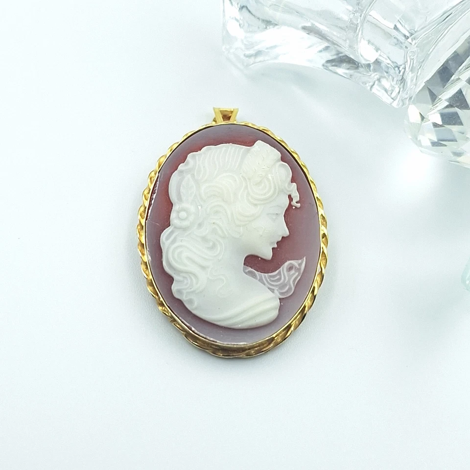 CIONDOLO IN ARGENTO 925% CON CAMMEO CAMEO, DONNA RODIATO IN ORO GIALLO 18KT - Immagine 4 di 4