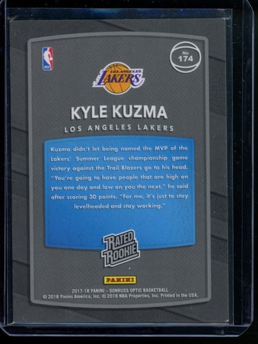 2017-18 Panini Donruss Optic - Rated Rookie Shock #174 Kyle Kuzma FREE Shipping - Picture 2 of 2