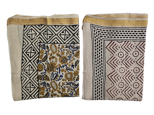 Set Of 2 Boho Block Print Sarong Women Summer Wrap Beach Cover up Jari Pareo - Picture 5 of 6