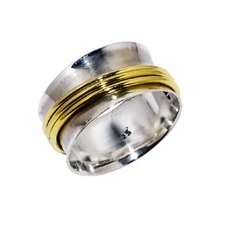 Gorgeous Multi Metal Spinner Rare Ring 925 Sterling Silver Jewelry Perfect UK