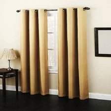 2 GOLD  PANEL BLACKOUT REDUCE NOISE SAVE ENERGY GROMMET WINDOW CURTAIN DRAPE M2