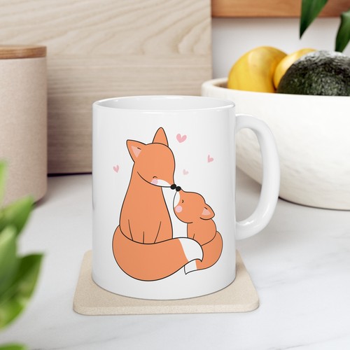 Taza de café Fox, taza de animales, regalos de vida silvestre, taza de mamá y bebé - Imagen 9 de 11