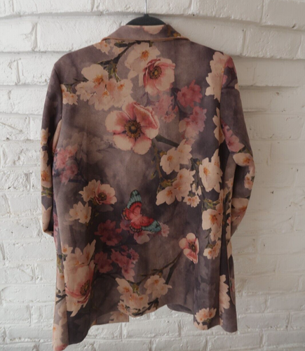 Damenblazer weiche Umrandung geblümt Größe Medium Wildlederimitat vorne offen Boho - Bild 9 von 11