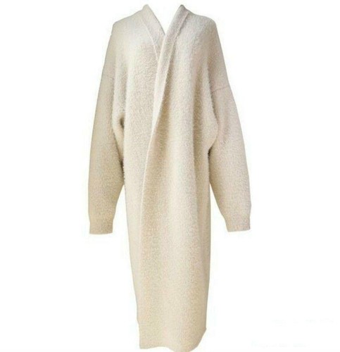 Elegant Womens Cashmere Fur Trench Knit Cardigan Parka Outwear Sweater Coat New - Picture 4 of 6