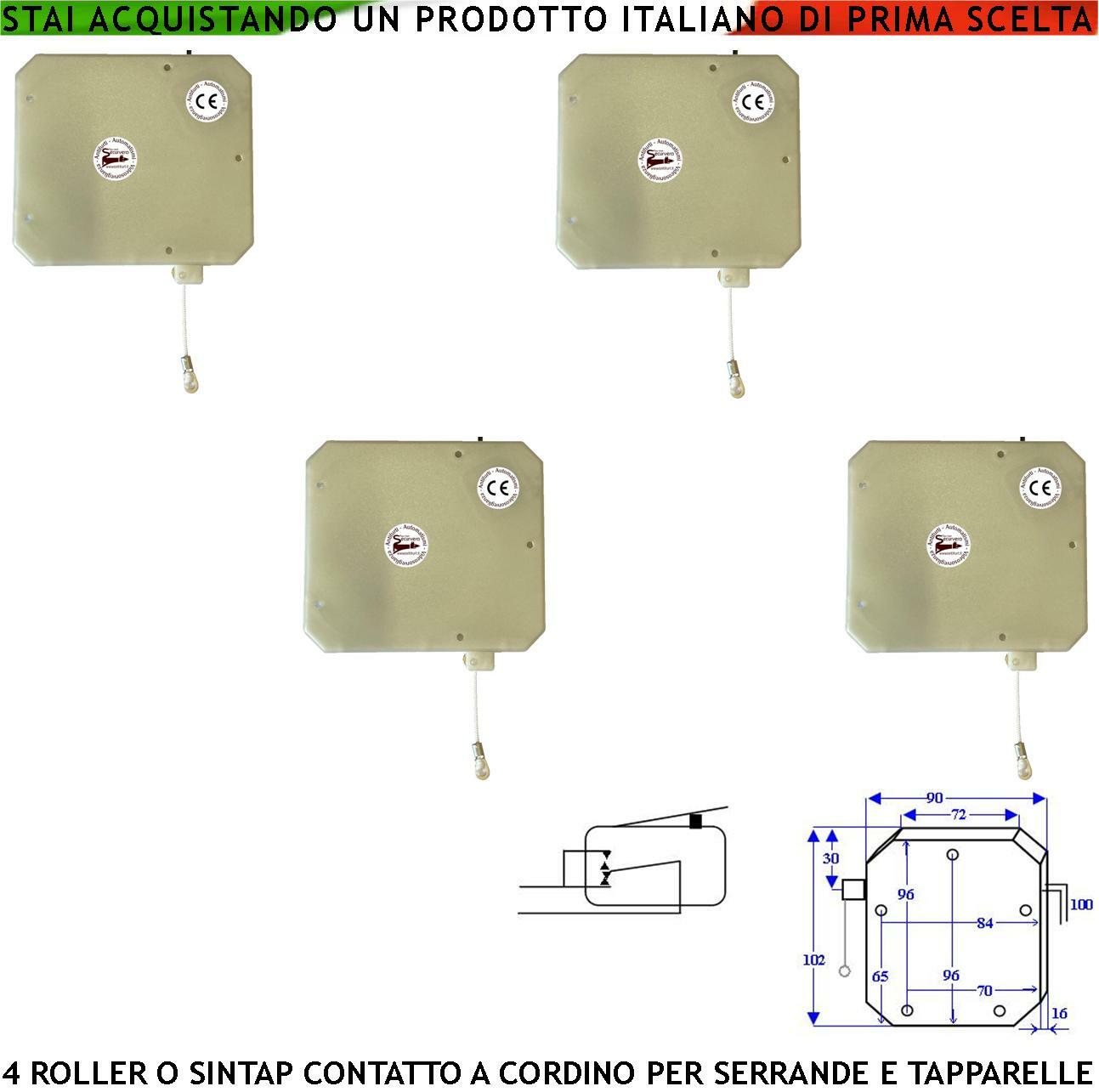 CONTATTO CORDINO 4 SENSORI ANTIFURTO TAPPARELLA SWITCHALLARM BREVETTATO SINTAP