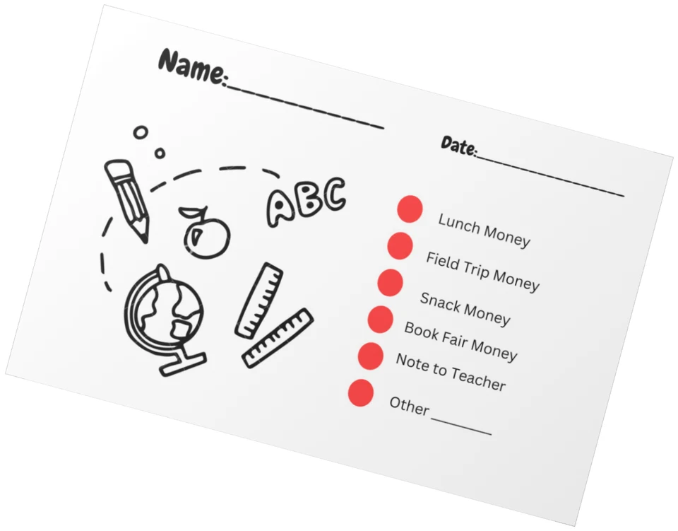 sobres para billetes escolares y dinero Foto 2 de 3