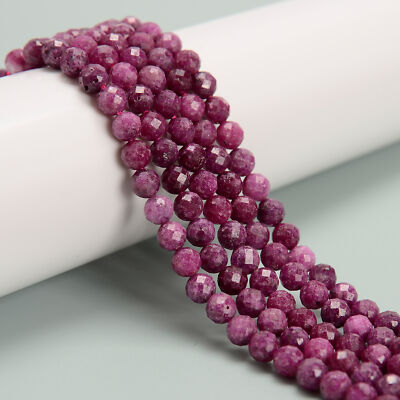 Natural Ruby Faceted Round Beads Size 3mm 4mm 5mm 6mm