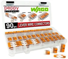 WAGO 221 Lever Nuts 90pc Compact Splicing Wire Connector Assortment with Case
