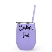 Lavender Maars Bev Steel 12 oz Stemless Wine Tumbler with Straw Free Monogram