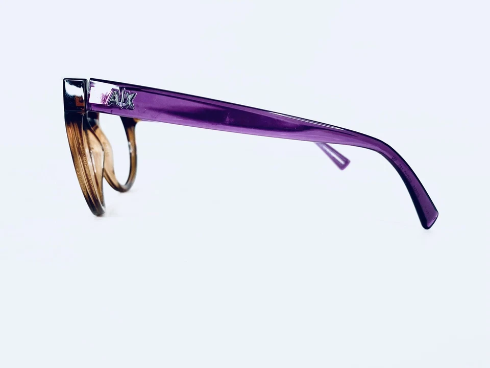 Gafas redondas Armani Exchange Tortuga templos púrpura transparente AX 50 22 140 3N Foto 3 de 4