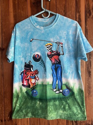 Vintage 1994 Grateful Dead t shirt Golfing Skeleton Caddy Bear Tie 