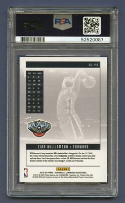 2019 ZION WILLIAMSON ROOKIE PSA 10 GEM-MT PELICANS PANINI