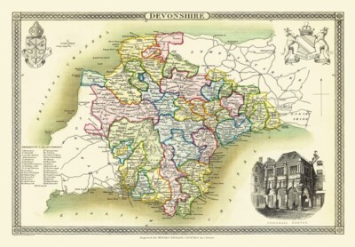 Karte von Devonshire 1836 von Thomas Moule - 1000-teiliges Puzzle