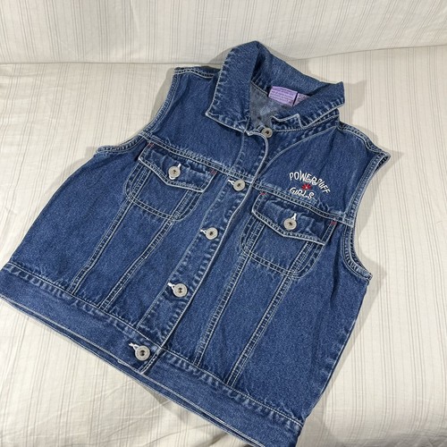 Vintage 2001 Cartoon Network Powerpuff Girls Denim Vest Kids Youth XL 14/16 B1 - Picture 3 of 8