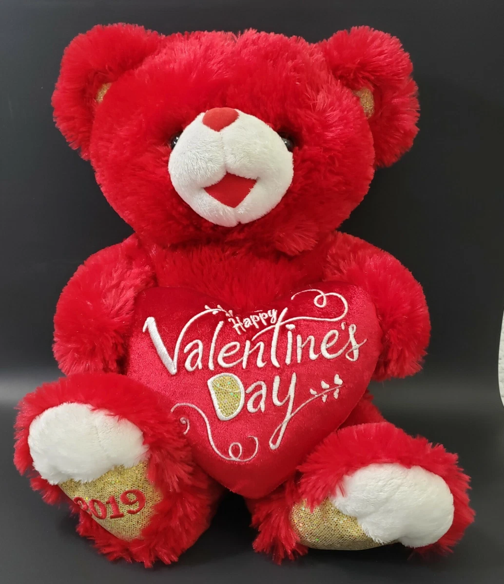 Dan Dee Red Gold Lace Sweetheart Teddy Bear Heart Happy