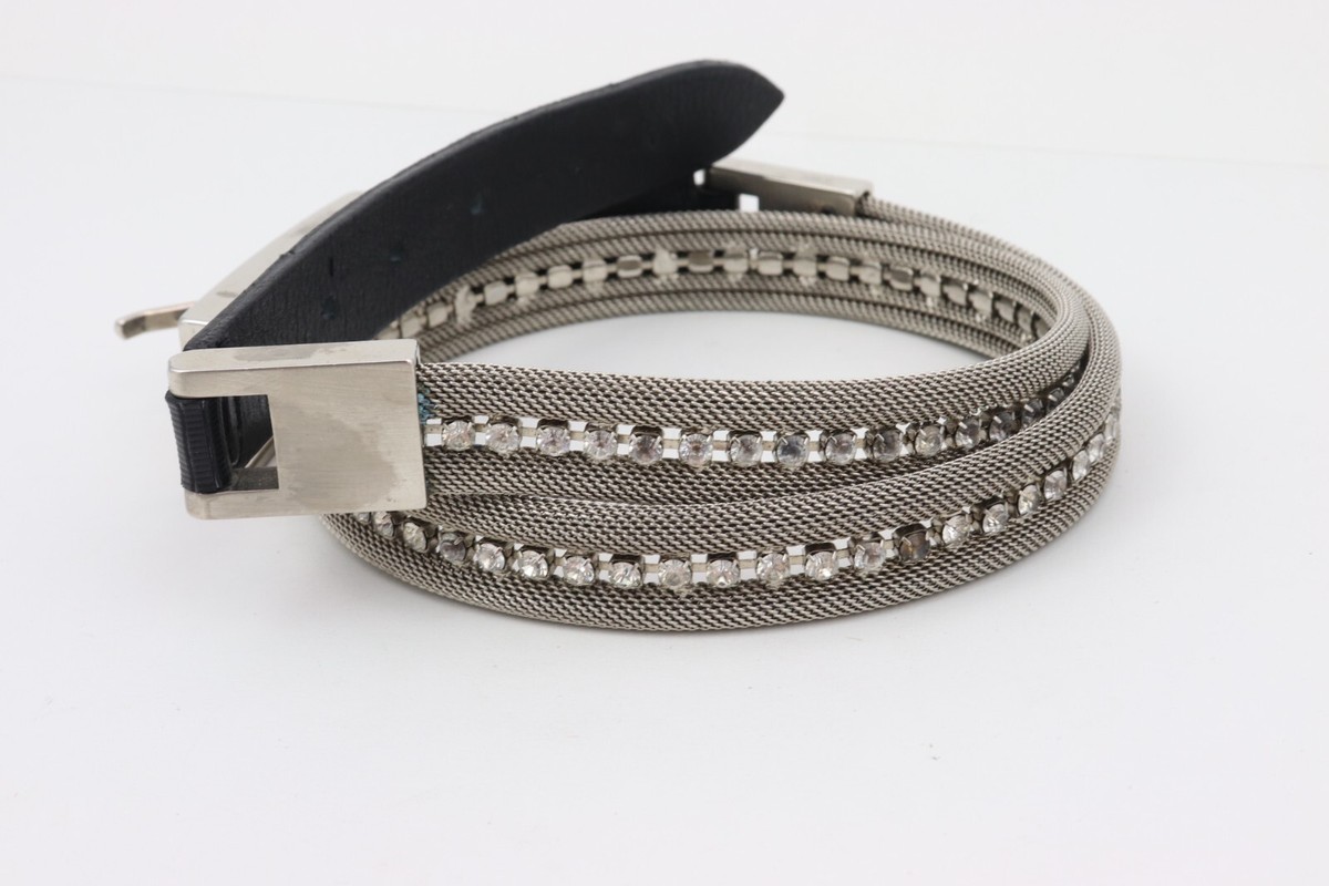 VTG NANNI Made in Italy Clear Rhinestone Silver Chain Mesh